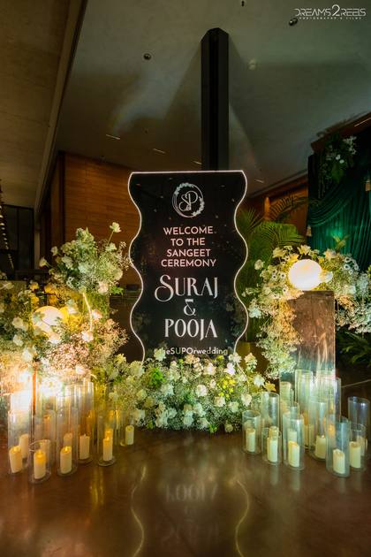 Signage and Floral detail — Sangeet decor — Alila Diwa Goa